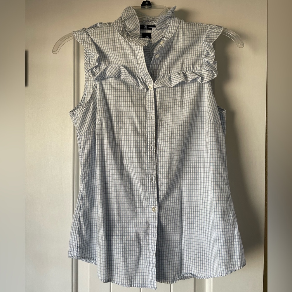 Gap blue/white sleeveless top, size XS